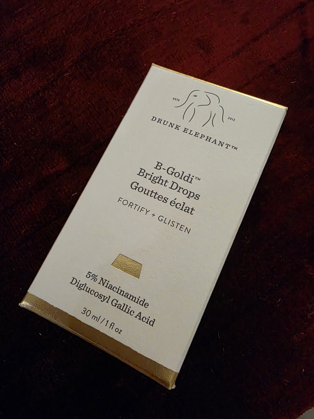 Drunk Elephant B-Goldi Bright Drops - White & Gold Box